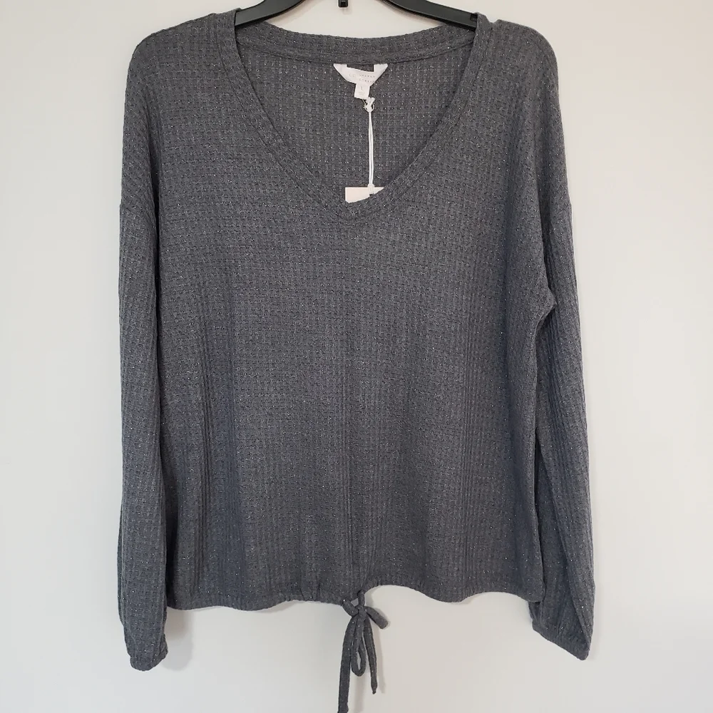 Lauren Conrad LC Metallic Tie Waist Top